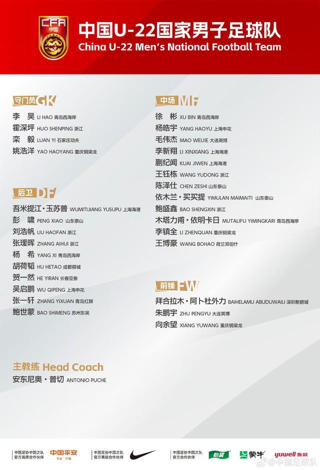 U22国足本期名单与熊猫杯名单